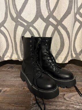 Target Black Platform Lace-Up Combat Boots